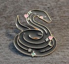 Kawaii Black Snake Enamel Animal Lapel Pin Pastel Hearts   Stars Goth Aesthetic