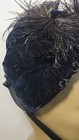 Antique Child s Blue Velvet Bonnet Hat Beaded Feathers