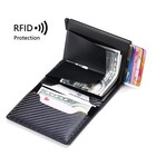 Rfid Blocking Genuine Leather Credit Card Holder Money Cash Clip Wallet Purse