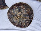 Vintage Mid-century Modern Shield   Axe Brutalist Wall Art In Torch Cut Metal