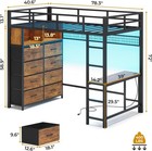 Twin Size Loft Bed With Desk And 8 Storage Drawers Rustic Brown