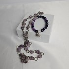 Vintage Style Amethyst Jewelry Set Necklace Bracelet Ring Choker
