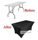 Tektrum 4 Ft Long Stretch Spandex Tablecloth fit Linen fitted Table Cover black 