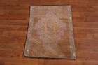 Geometric Wool Anatolian Oriental Accent Rug Vintage Hand-made Square Carpet 2x2
