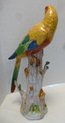 Vintage Parrot Bird On Tree Stump Statue Figure Dresden