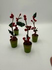 Holly Berry Antique - Lot Of 4 - Potted Plants Doll House 5 