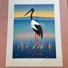Ashley Manley Japanese Woodblock Print  jabiru  A p Edition Signed Authentic