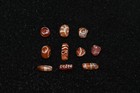 Lot Sale 10 Etched Carnelian Dzi Stone Beads With Stripes Over 1500 Years Old