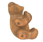 Vintage Handmade Carved Solid Wood Brown Teddy Bear With Moveable Legs   Arms