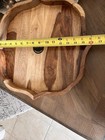 Sheesham Wood Scalloped Serving Tray W  Handles  Brown Matte  17 In Large