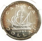 1949 Silver Canada  1 Dollar King George Vi Ngc Mint State 63  premium Quality 