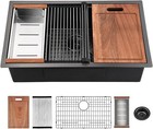 32 Inch Stainless Steel Undermount Kitchen Sink Single Bowl Gunmetal Black