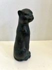 Vintage Black Ceramic Cat Figurine Mid Century Modern Mcm
