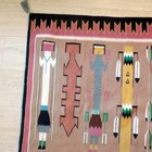 Vtg Navajo Wool Rug 36x48  Yei Blanket Excellent