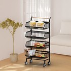 Kitchen Trolley Rack 4 Tiers Utility Rolling Storage Cart Fruit Vegetable Shelf