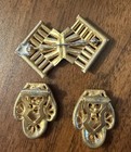 Vintage Brooch And Matching Dress Clips 1930s Gold Tone And Clear Rhinestones