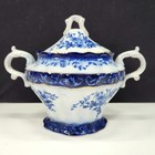 Blue Flow Sugar Lid   Creamer Stanley Touraine Pattern Reproduction Chinoiserie