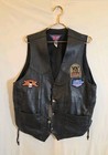 Vintage Mob Leather Biker Vest Xl Patched Harley Davidson Bar Shield Sturgis 93
