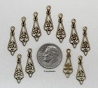  3415 Antiqued Gold Open Filigree Teardrop W top Hang Ring - 12 Pcs