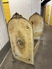 Antique Hand Painted Iron French 19 Century Kids Bed Frame Yellow With Figurine