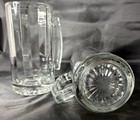 Vintage Heavy Glass Beer Steins Mugs With Thumb Grips - Set Of 2 -  7  Tall