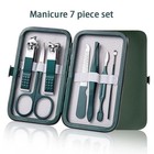 7 18 Pcs Pedicure   Manicure Set Nail Clippers Cleaner Cuticle Grooming Kit Case