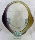 Murano Hand Blown Art Glassware Two People Dancing Yellow Purple Decor 11 3 4   