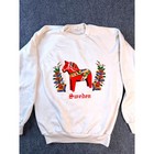 Vintage Design By Af Of Sweden Dala Horse Sweatshirt Large White Portugal Y2k