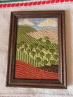 Vtg Crewlel Embroidery Landscape Retro Cottagecore 6 x 8 