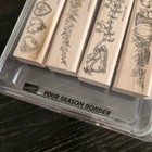 Stampin Up Rubber Stamps Seasons Border Hearts Flowers Pumpkins Santa Set Of 4