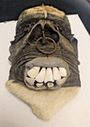 Very Unique Hand Carved Gorilla Mask W real Horse Teeth And Real Fur Vintage