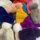 Women Real Mink Fur Knitted Beanie Hat Fox Fur Pom Winter Warm Stretch Cap Soft