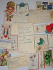 Vtg Mixed Lot Paper Ephemera Xmas Antique Valentine Cards Letter Ad Scrap  1 E11