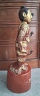 Antique Wooden Burmese Nat Statue From Myanmar With Gold Gilded Wrap   Red Paint
