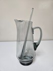 Vintage Smoked Glass Cocktail   Martini Pitcher W  Stir Stick