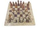 Jt Handmade Fossil Coral And Dark Brown   Red Marble Chess Game Set     12 Inch