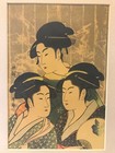 Antique Japanese Kitagawa Utamaro Woodblock Print Three Beauties Of Present Day
