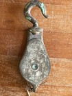 Vintage Maine Bronze Single Pulley Block W hook Lobster Pot Hauler 1940s-1950s
