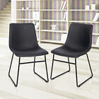 Set Of 2 Dining Chair Modern Pu Leather Side Chair For Kitchen Dining Room Black