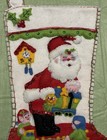 New Handmade Whimsical 17  Felt Christmas Stocking Of Santa W elves   Toy Train