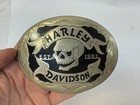 Harley Hand Crafted Engraved Vintage Collectible Skull Large Belt Buckle 4 75 