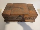 Vintage Wooden Jewelry Box  Hand-carved  Asian Motif