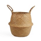 Woven Seagrass Belly Basket For Storage  Plant Pot  Laundry  Picnic And 
