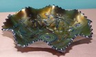 Antique Northwood Wishbone Carnival Glass Ruffled 3-footed Bowl  Amethyst