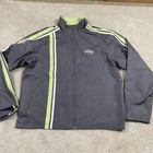 Y2k Nike Tracksuit Womens L Gray Green Stripe 2 Piece Jacket Pants Set Sporty
