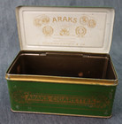 Vintage Rare 1920 s Araks Arabian Cigarette Tobacco Tin   Camel Egyptian Green