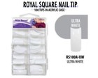 Mia Secret Royal Square Nail Tips  ultra White  100pcs Acrylic Case