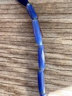 Vintage Russian Blue Trade Bead Strand Faceted Cobalt Glass Elongated Beads
