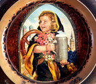 Vtg Wood Wall Decor Plate German Jungburgerfeier 1962 Girl W Beer Folk Art