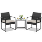 3 Piece Patio Bistro Set  Outdoor Wicker Furniture Sets  Modern Rattan Chair Con